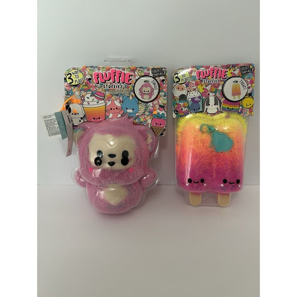 MGA Entertainment Fluffie Stuffiez Jungle Monkey Plush Pink Beige Set